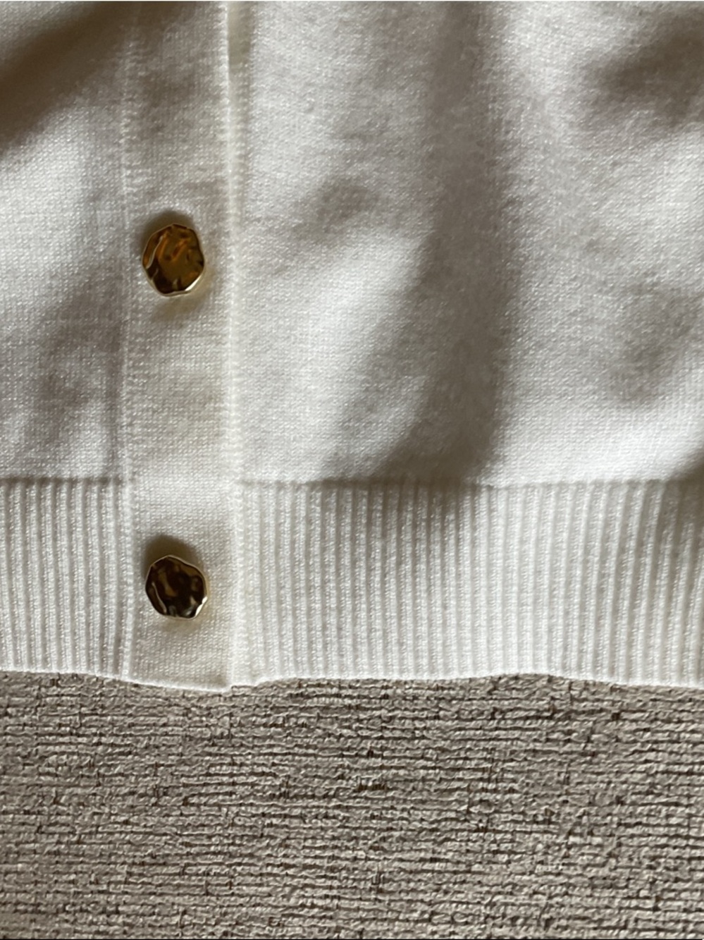Song of Style by Aimee Song Gold Button Cream Short Sleeve Cardigan Large - Picture 8 of 13